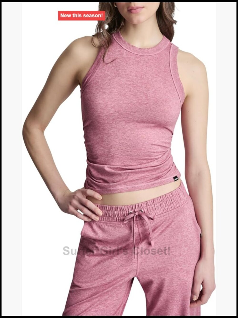 Women's Spacedye Ruching Tank Top Cap Sleeve